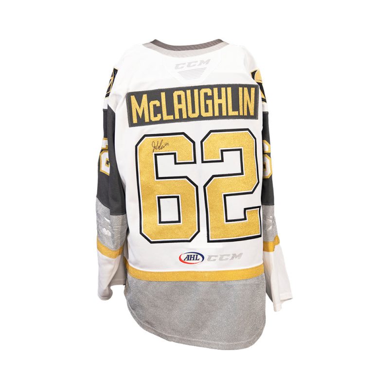 62 jake mclaughlin game worn signed white jersey 419