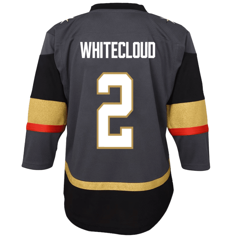 VGK Fanatics Breakaway Youth Gray Whitecloud Jersey Back