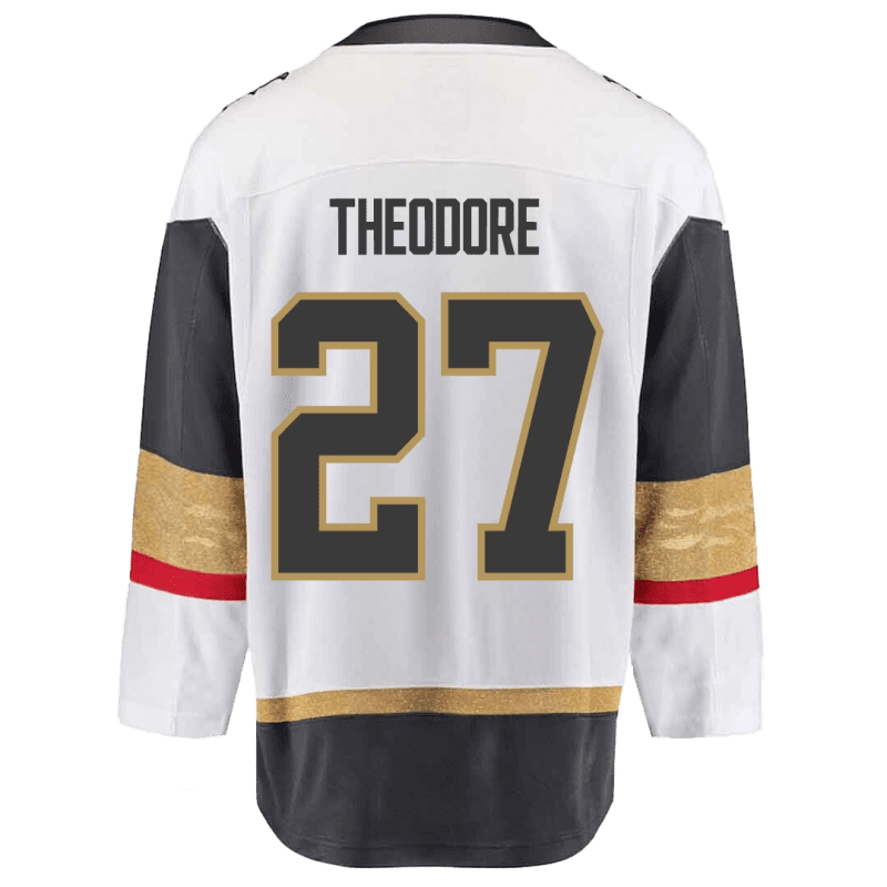 VGK Fanatics Breakaway Youth White Theodore Jersey Back