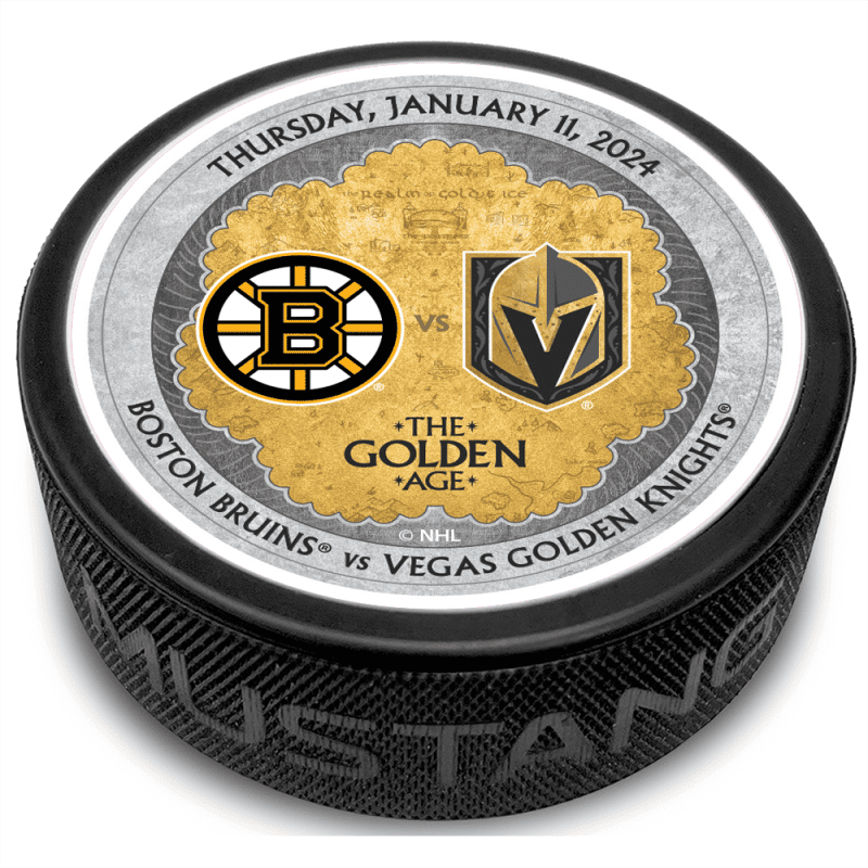 bos vs vgk gameday puck 1 11 2024 black each 172