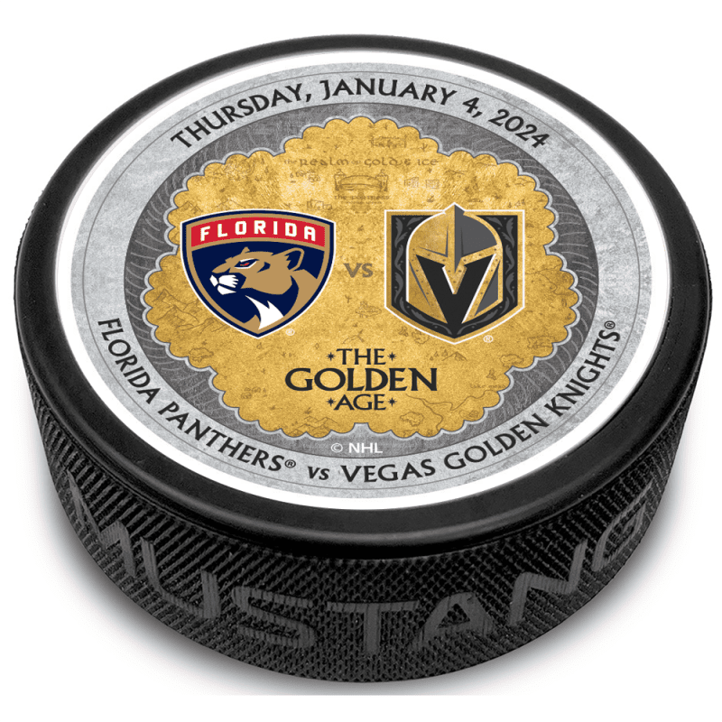 fla vs vgk gameday puck 1 4 2024 black each 735