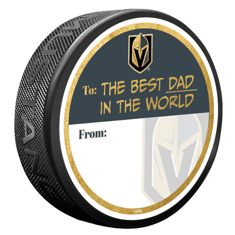 vegas golden knights best dad in the world signature puck team each 409