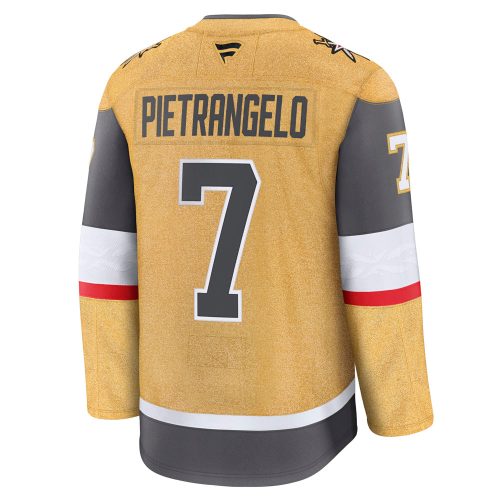 Gold Vegas Golden Knights jersey featuring Pietrangelo and number 7, official VGK merchandise