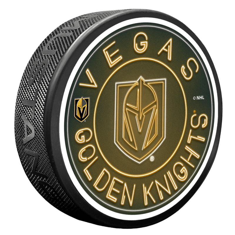 vegas golden knights neon logo puck black each 583