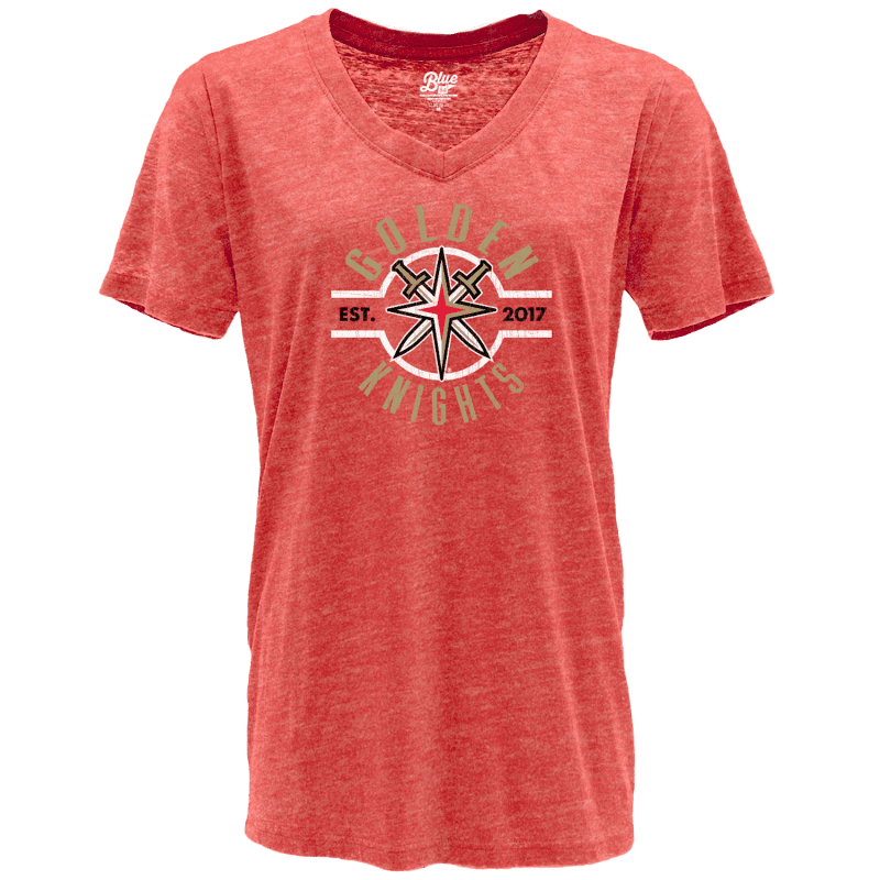 vegas golden knights womens red alternate logo cashword tee shirt 266