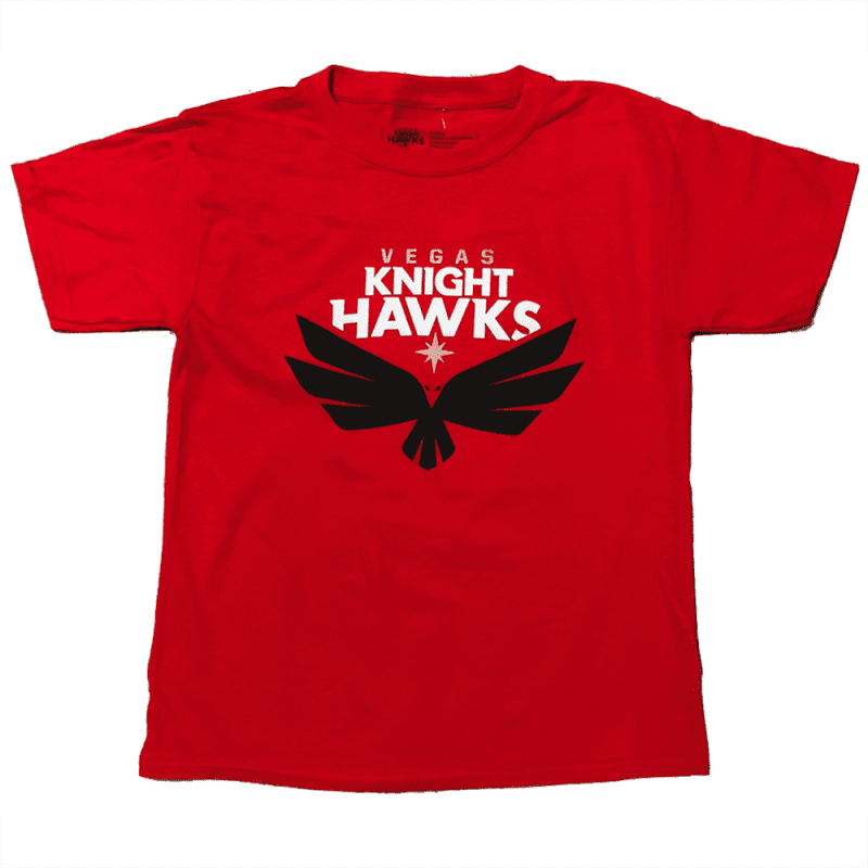 vegas knight hawks mens logo red tee shirt 326