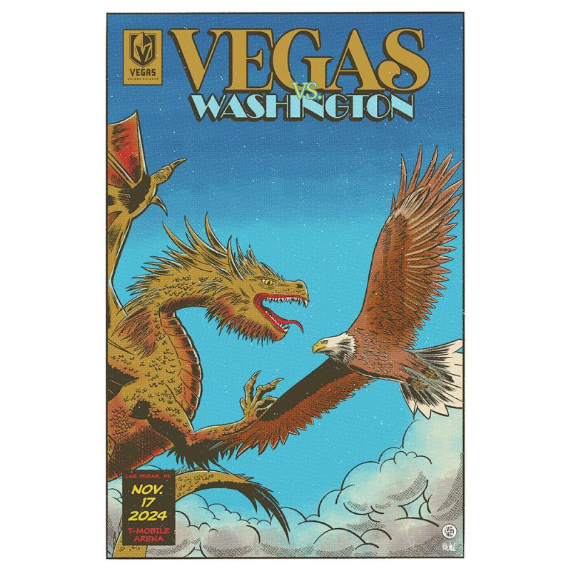 wsh vs vgk game knight poster 11 17 2024 vg match up 11 17 24 decor 997